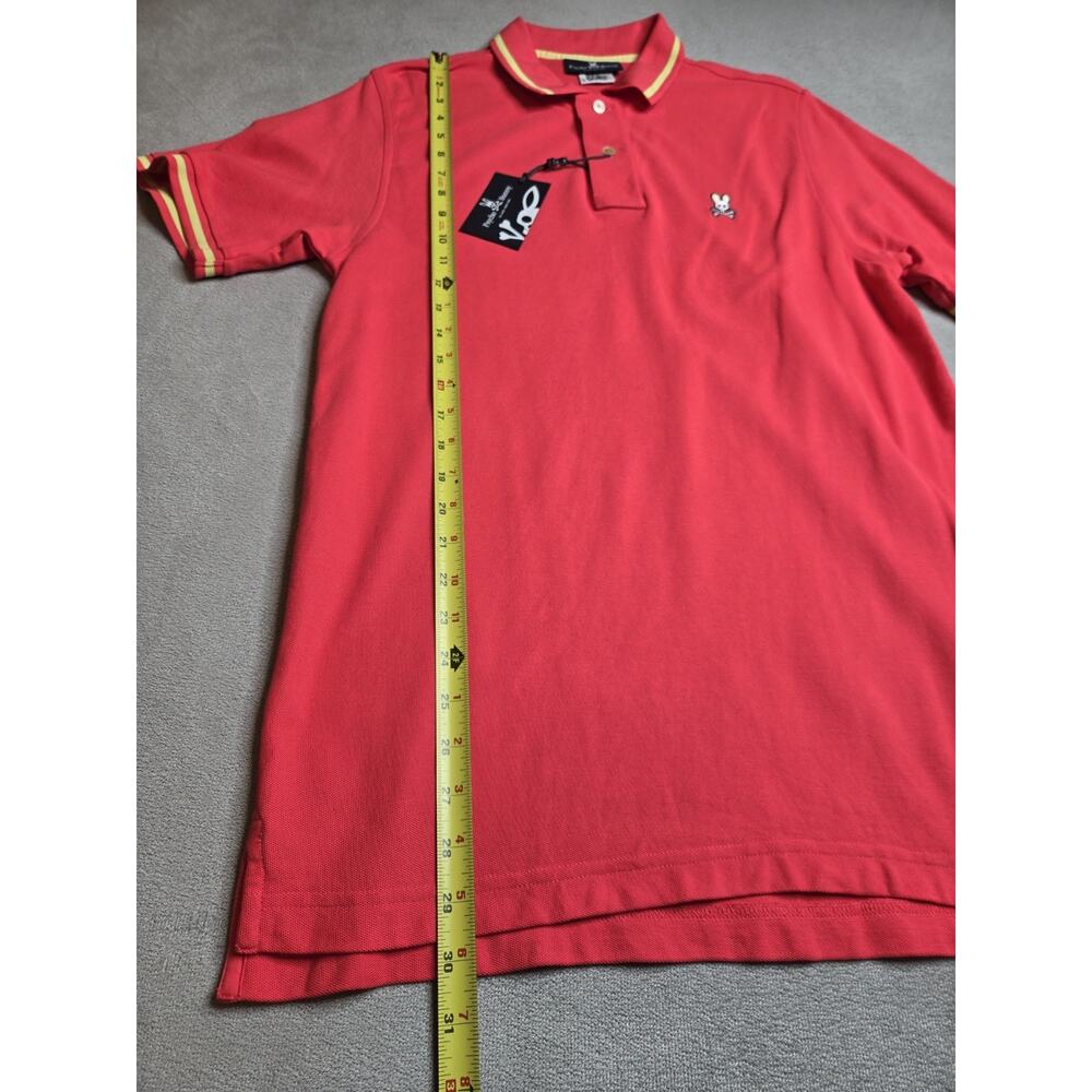 Psycho Bunny Men’s Red Polo Shirt Short Sleeve Blue Stripe Collar Cotton Large - Picture 10 of 10